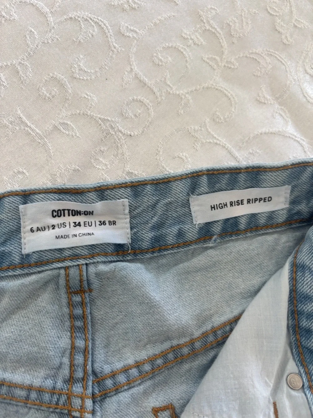 Cotton On Light Blue Distressed High-Rise Denim Shorts - Picture 3 of 3